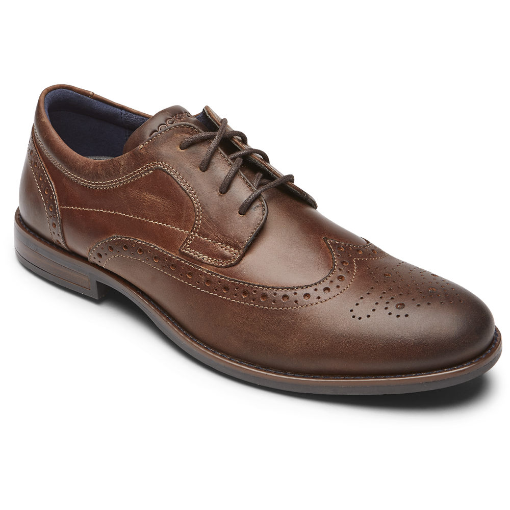 Rockport Lace Up For Mens Brown - Dustyn Wingtip - XU6543972